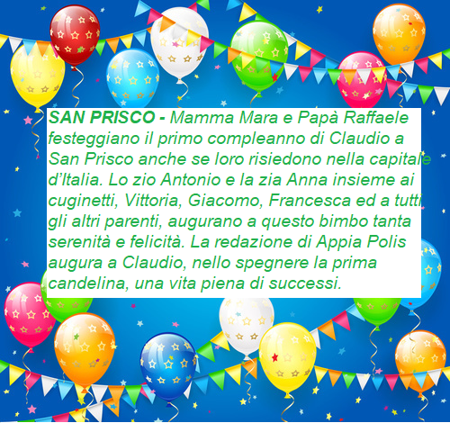 Primo Compleanno Del Piccolo Claudio Gli Auguri Di Mamma E Papa Appiapolis News In Tempo Reale