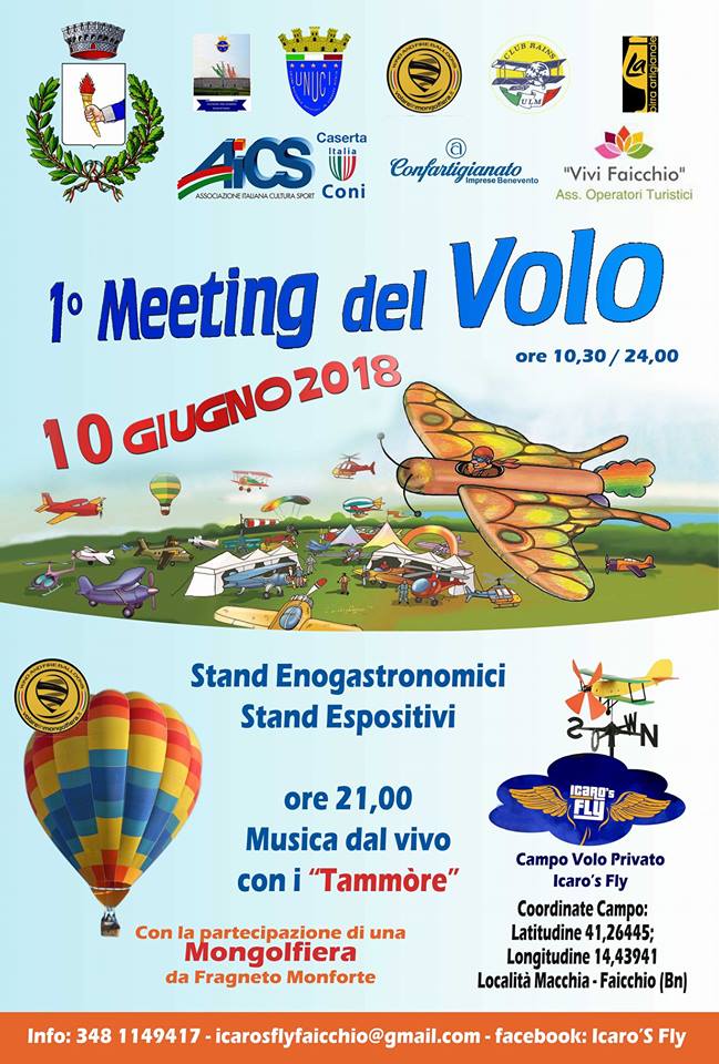 locandina 1° Meeting del Volo Faicchio A FAICCHIO (BN) DOMENICA IL “1° MEETING DEL VOLO”