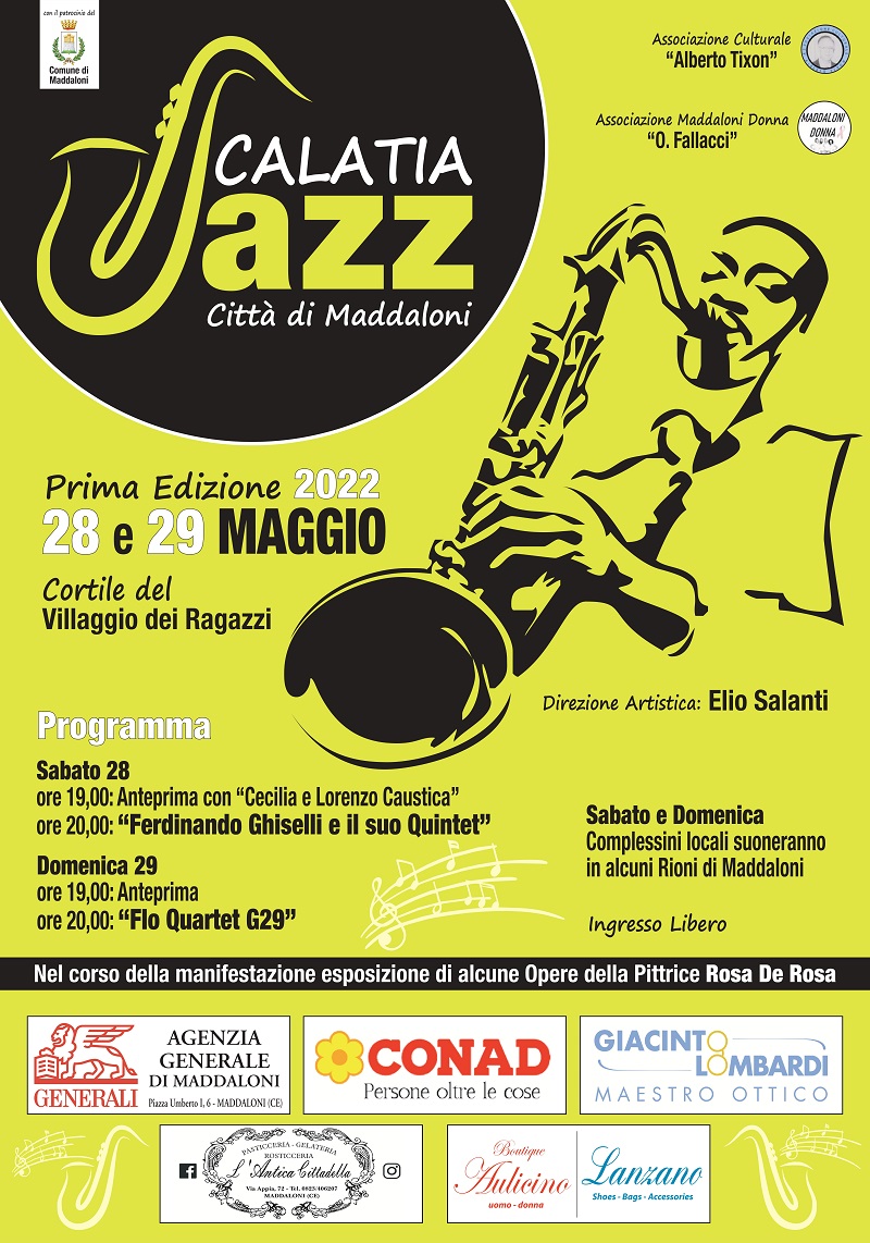 Manifesto Jazz page 0001 PRIMA EDIZIONE DEL CALATIA JAZZ: SABATO E DOMENICA LA KERMESSE DELLE ASSOCIAZIONI “A. TIXON” E “MADDALONI DONNA”