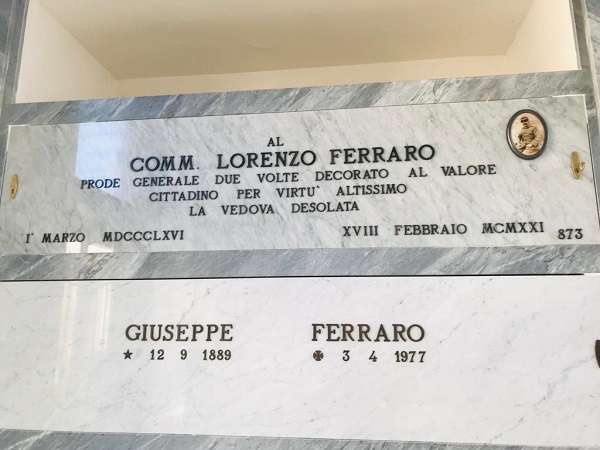 Nuova Sepoltura Napoli   Maddaloni, Il Gen. Lorenzo (Francescantonio) Ferraro torna a casa dopo cento anni.  Relazione tecnica storica